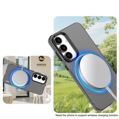 Samsung Galaxy S25 FE "IMAK" Candy MagSafe matēts cieta silikona (TPU) apvalks - melns | vacins.lv