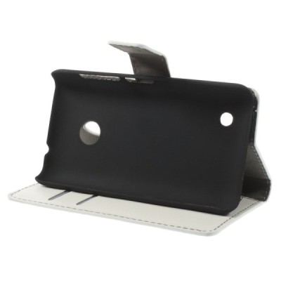 Nokia Lumia 530 atvēramais balts ādas futrālis - maciņš / Vacins.lv