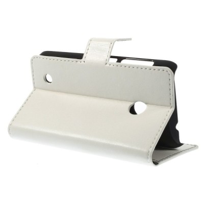 Nokia Lumia 530 atvēramais balts ādas futrālis - maciņš / Vacins.lv