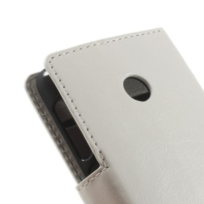 Nokia Lumia 530 atvēramais balts ādas futrālis - maciņš / Vacins.lv