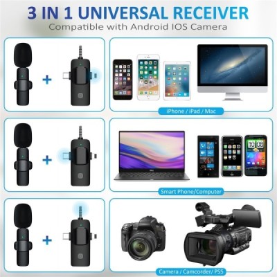 "K15" Mini mikrofons - zils (3,5 mm) | Vacins.lv