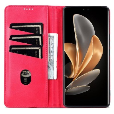 Huawei Honor Magic7 Lite / X9c / X60 Pro „AZNS“ Retro raudonas odinis atverčiamas dėklas - knygutė | Priedai.lt