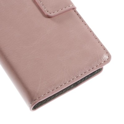 Nokia Lumia 530 atverčiamas rožinis odinis dėklas - piniginė / Priedai.lt