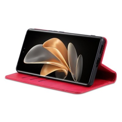 Huawei Honor Magic7 Lite / X9c / X60 Pro „AZNS“ Retro raudonas odinis atverčiamas dėklas - knygutė | Priedai.lt