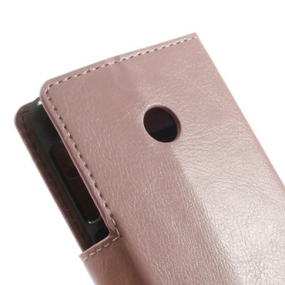 Nokia Lumia 530 atverčiamas rožinis odinis dėklas - piniginė / Priedai.lt