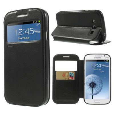 Roar Noble atverčiamas Samsung Galaxy Grand Neo (Lite) juodas odinis dėklas / Priedai.lt