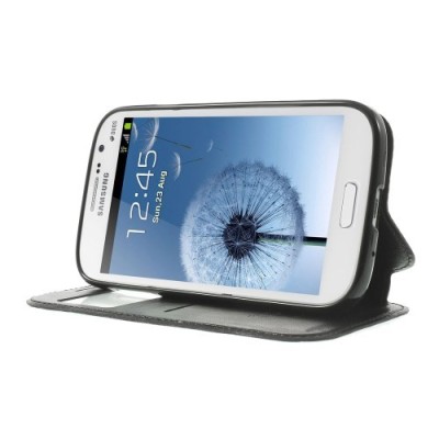 Roar Noble atverčiamas Samsung Galaxy Grand Neo (Lite) juodas odinis dėklas / Priedai.lt