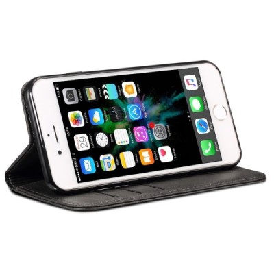 Apple iPhone 7 Plus / 8 Plus "Suteni" melns atvērams maciņš, maks | Vacins.lv