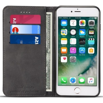 Apple iPhone 7 Plus / 8 Plus "Suteni" melns atvērams maciņš, maks | Vacins.lv