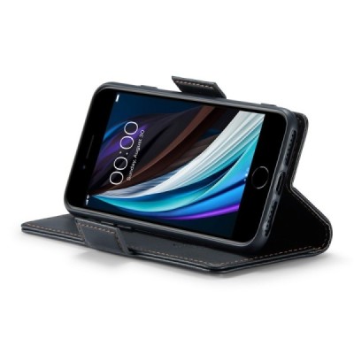 Apple iPhone 7 (iPhone 8) CaseMe Leather atvēramais ādas maciņš (maks)  - melns | Vacins.lv