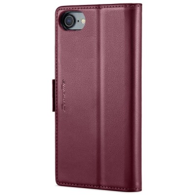 Apple iPhone 7 (iPhone 8) CaseMe Leather atvēramais ādas maciņš (maks)  - bordo | Vacins.lv