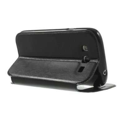 Roar Noble atverčiamas Samsung Galaxy Grand Neo (Lite) juodas odinis dėklas / Priedai.lt