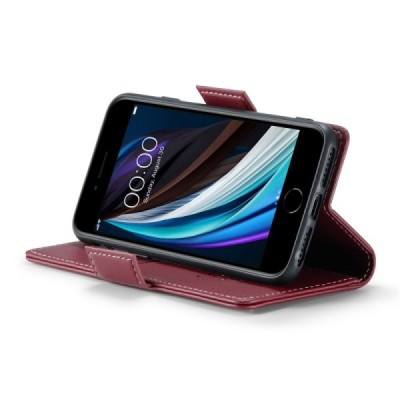 Apple iPhone 7 (iPhone 8) CaseMe Leather atvēramais ādas maciņš (maks)  - bordo | Vacins.lv