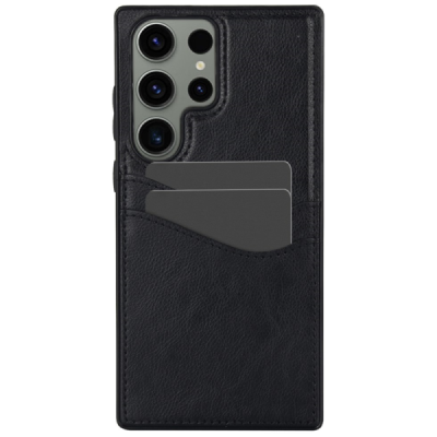 Samsung Galaxy S23 Ultra „Card Slot“ melns Leather apvalks ar iebūvētu karšu turētāju | Vacins.lv