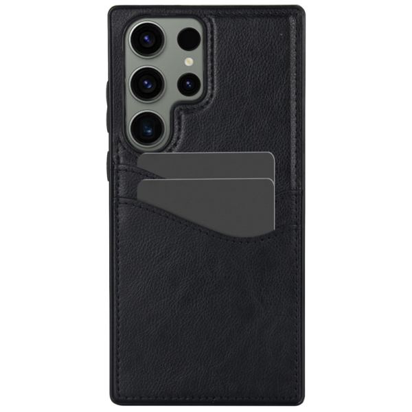 „Card Slot“ Leather dėklas su kišenėle - juodas (Galaxy S23 Ultra)