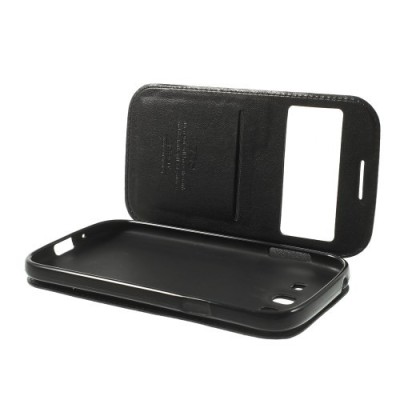 Roar Noble atverčiamas Samsung Galaxy Grand Neo (Lite) juodas odinis dėklas / Priedai.lt