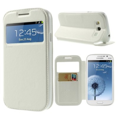 Roar Noble atverčiamas Samsung Galaxy Grand Neo (Lite) baltas odinis dėklas / Priedai.lt