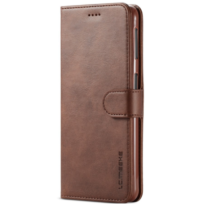 Samsung Galaxy A7 (2018) LC IMEEKE atverčiamas rudas odinis dėklas - piniginė | Priedai.lt