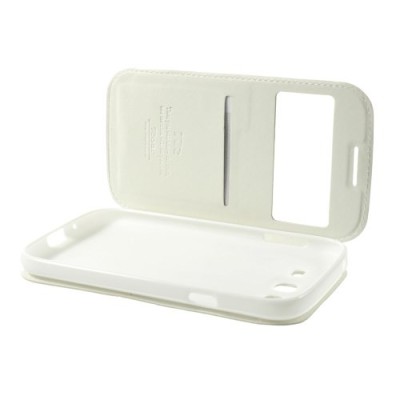 Samsung Galaxy Grand Neo (Lite) Roar Noble ādas atvēramais balts futrālis / Vacins.lv