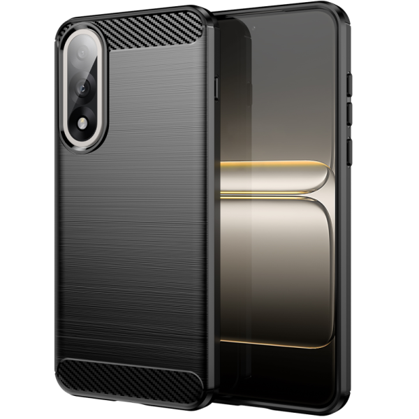 "AILES" Carbon cieta silikona (TPU) apvalks - melns + ekrāna aizsargstikls (OnePlus Nord 5 / Ace 5 Ultra)