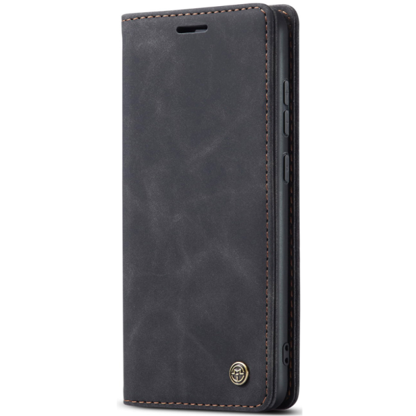 "CaseMe" Retro solīds atvēramais ādas maciņš - melns (Galaxy S25 FE)