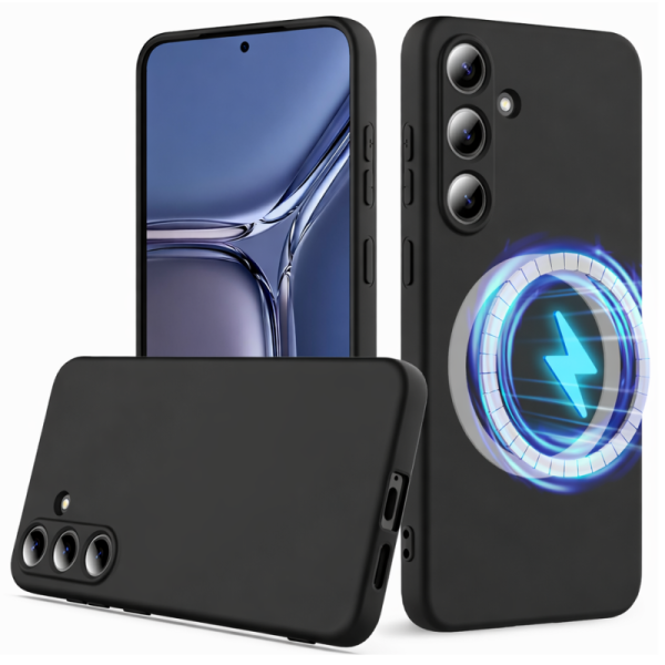 "Shell" MagSafe cieta silikona (TPU) apvalks - melns (Galaxy S25 FE)