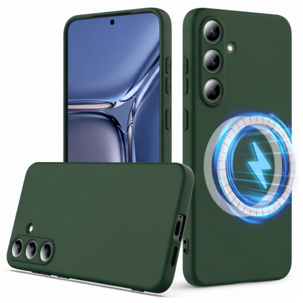 "Shell" MagSafe cieta silikona (TPU) apvalks - tumši zaļa (Galaxy S25 FE)
