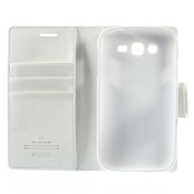 Samsung Galaxy Grand (Neo / Lite) Mercury Sonata atvērams balts ādas futrālis - maciņš / Vacins.lv