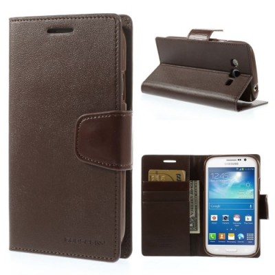 Mercury Sonata atverčiamas Samsung Galaxy Grand (Neo / Lite) tamsiai rudas odinis dėklas - piniginė / Priedai.lt