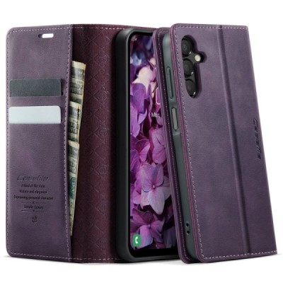 Samsung Galaxy A16 CaseMe Retro Skin atvēramais ādas violets maciņš - maks | Vacins.lv