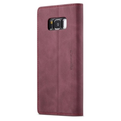 Samsung Galaxy S8 CaseMe Retro solidus atverčiamas bordo odinis dėklas - knygutė | Priedai.lt