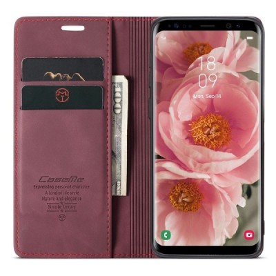 Samsung Galaxy S8 CaseMe Retro solidus atverčiamas bordo odinis dėklas - knygutė | Priedai.lt