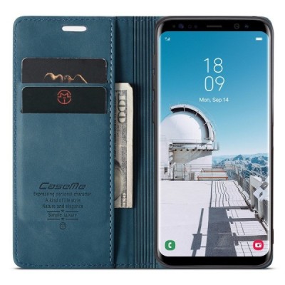 Samsung Galaxy S8 CaseMe Retro solidus atverčiamas žalias odinis dėklas - knygutė | Priedai.lt