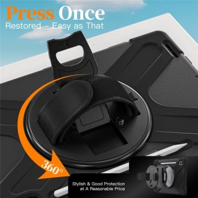 Samsung Galaxy Tab S11 Ultra pastiprinātas aizsardzības melns (360°) apvalks, vaciņš | Vacins.lv