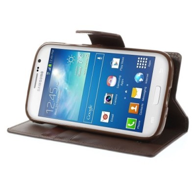 Mercury Sonata atverčiamas Samsung Galaxy Grand (Neo / Lite) tamsiai rudas odinis dėklas - piniginė / Priedai.lt