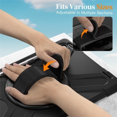 Samsung Galaxy Tab S11 Ultra pastiprinātas aizsardzības melns (360°) apvalks, vaciņš | Vacins.lv