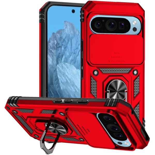 "Mozhi" Kickstand pastiprinātas aizsardzības apvalks - sarkans (Pixel 10 Pro / 10 / 9 Pro / 9)