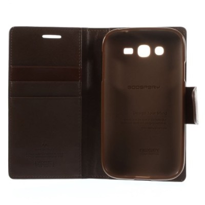 Mercury Sonata atverčiamas Samsung Galaxy Grand (Neo / Lite) tamsiai rudas odinis dėklas - piniginė / Priedai.lt