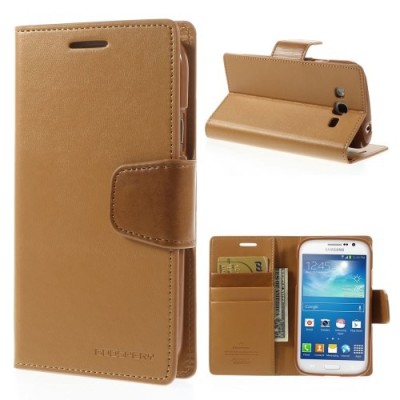 Samsung Galaxy Grand (Neo / Lite) Mercury Sonata atvērams gaiši brūns ādas futrālis - maciņš / Vacins.lv