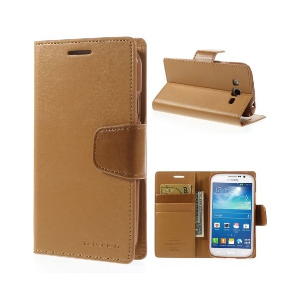 „Mercury“ Sonata atverčiamas dėklas - šviesiai rudas (Galaxy Grand / Grand Neo)