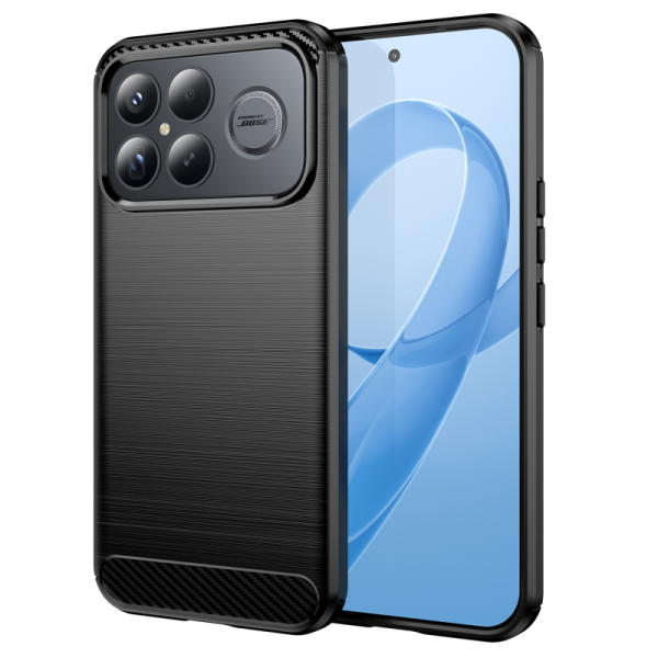 "AILES" Carbon cieta silikona (TPU) apvalks - melns + ekrāna aizsargstikls (Poco F8 Ultra)