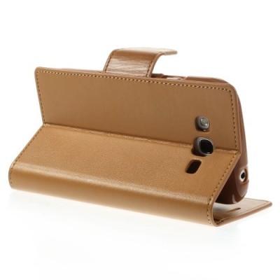 Mercury Sonata atverčiamas Samsung Galaxy Grand (Neo / Lite) šviesiai rudas odinis dėklas - piniginė / Priedai.lt