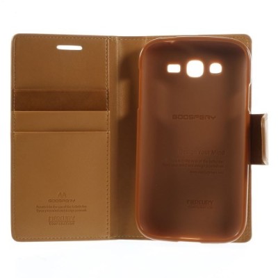 Mercury Sonata atverčiamas Samsung Galaxy Grand (Neo / Lite) šviesiai rudas odinis dėklas - piniginė / Priedai.lt