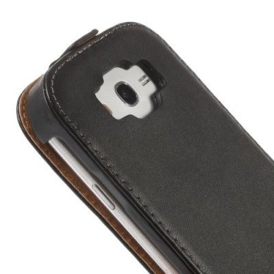 Samsung Galaxy Grand (Neo / Lite) klasikinis vertikaliai atverčiamas juodas odinis dėklas / Priedai.lt