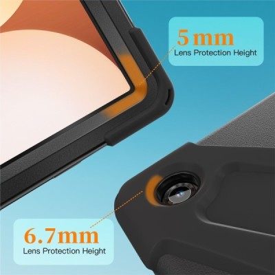 Samsung Galaxy Tab A11+ pastiprinātas aizsardzības melns (360°) apvalks, vaciņš | Vacins.lv