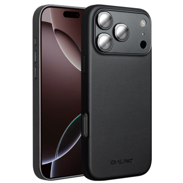 "QIALINO" Slim MagSafe vaciņš - melns (iPhone 17 Pro)