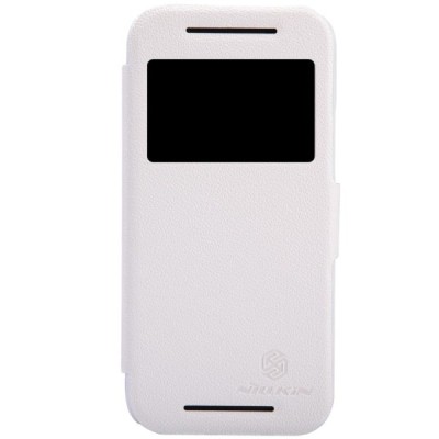 HTC One mini 2 baltas odinis atverčiamas Nillkin Fresh dėklas / Priedai.lt