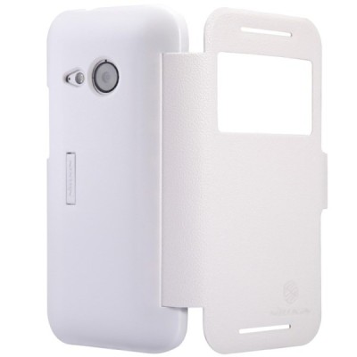 HTC One mini 2 baltas odinis atverčiamas Nillkin Fresh dėklas / Priedai.lt