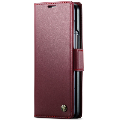 Samsung Galaxy Fold5 5G (SM-F946B) „CaseMe“ Leather solīds atvēramais ādas bordo maciņš - maks | Vacins.lv