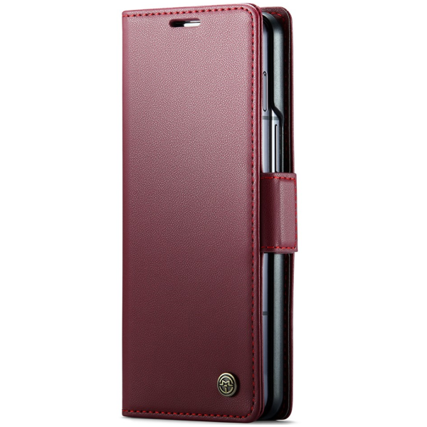 „CaseMe“ Leather solīds atvēramais ādas maciņš - bordo (Galaxy Fold5)